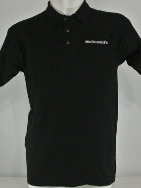 McDONALD'S Fast Food Employee Uniform Polo Shirt Black Size L Large